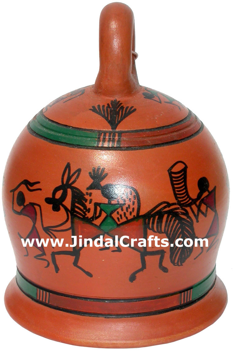 Terracotta Bell - Hand made Warli Painting Traditional