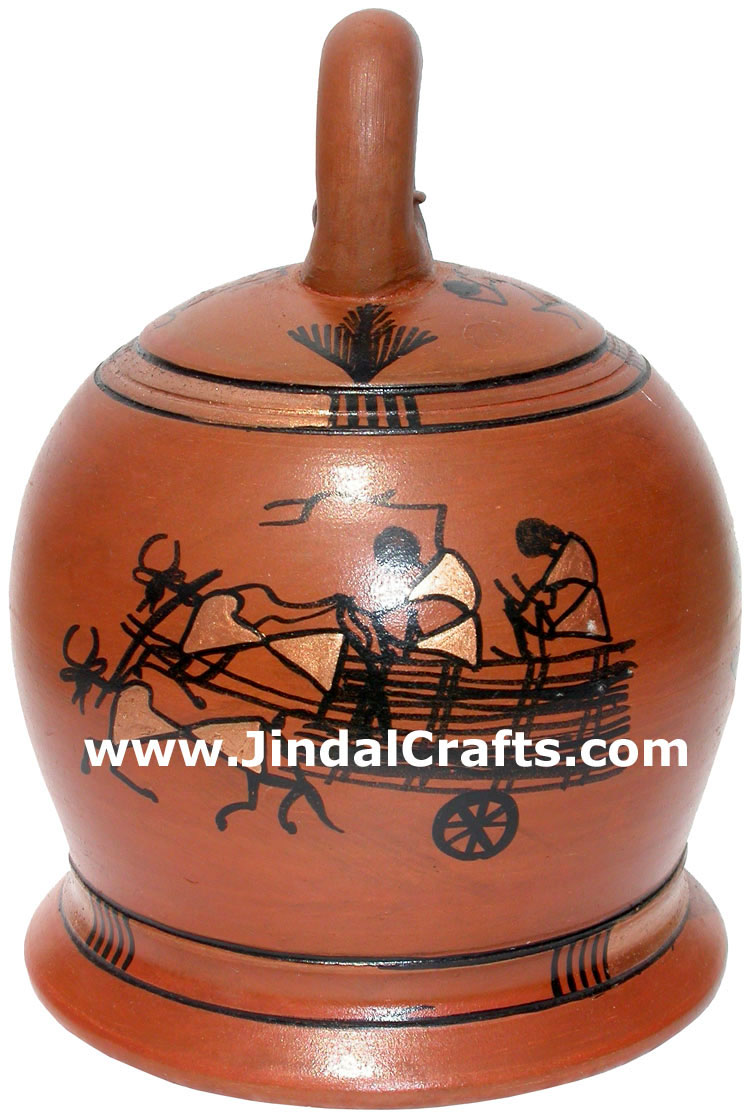 Terracotta Bell - Hand made Warli Painting Traditional