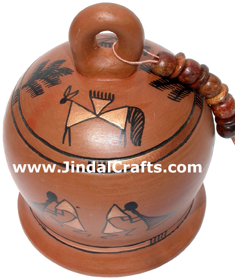 Terracotta Bell - Hand made Warli Painting Traditional