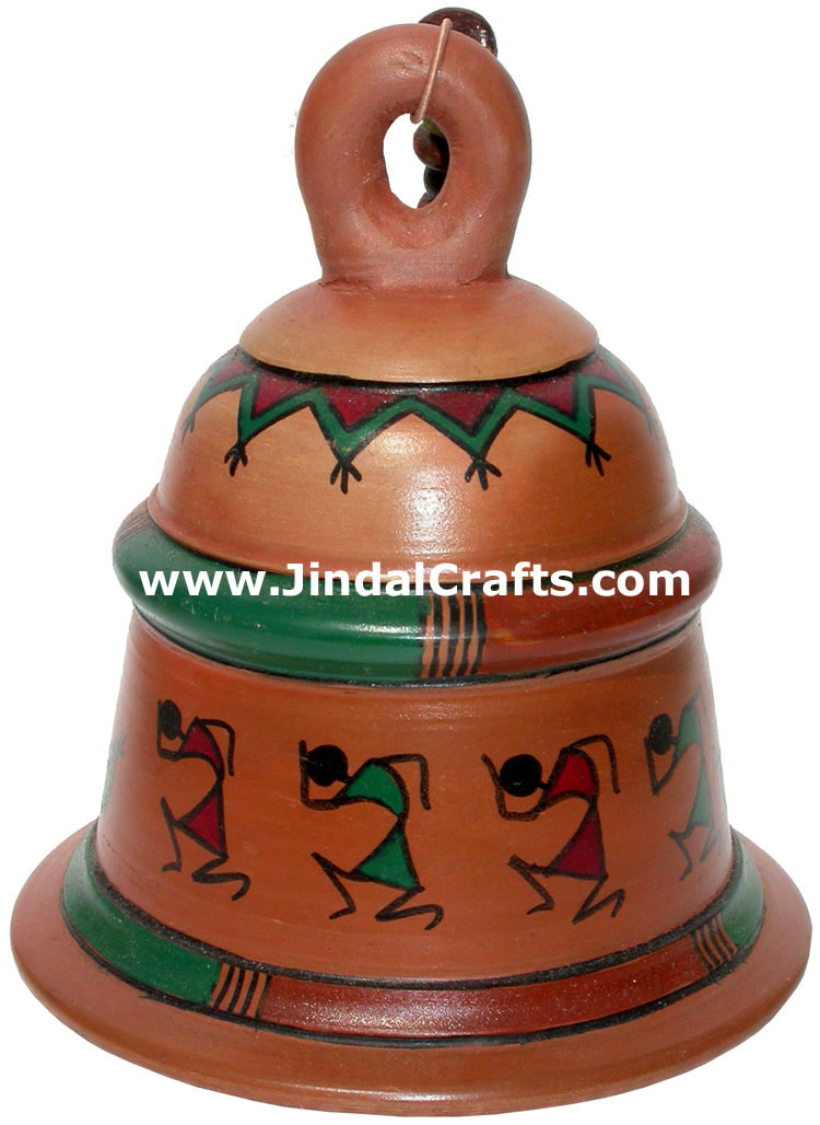 Terracotta Bell - Hand made Warli Painting Traditional