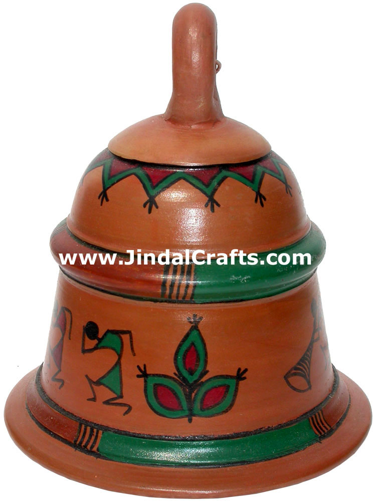 Terracotta Bell - Hand made Warli Painting Traditional
