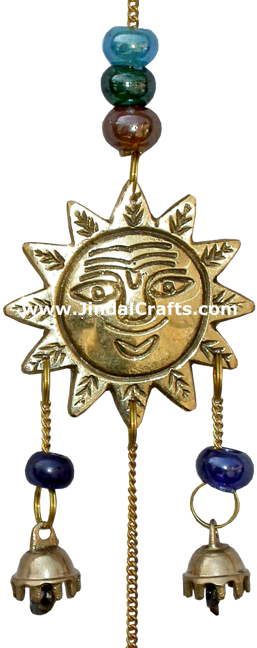 Brass Made Good Luck Home Decor Sun Moon Star Wind Chimes from India Handicrafts