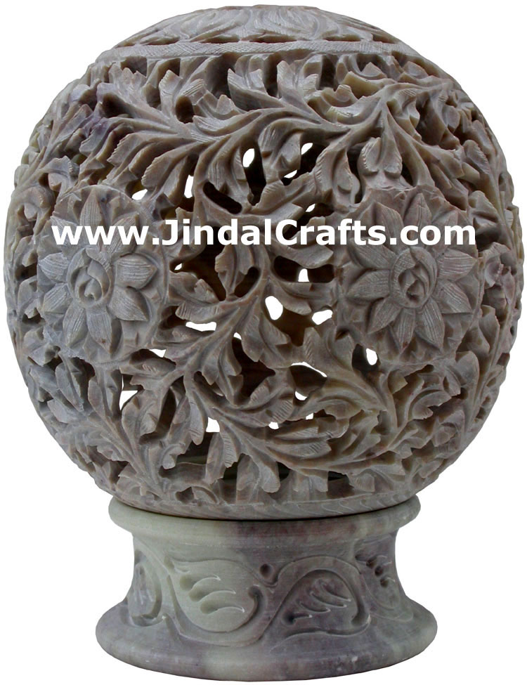 Soapstone Candle Holder Indian Hand Carving Jaali Art