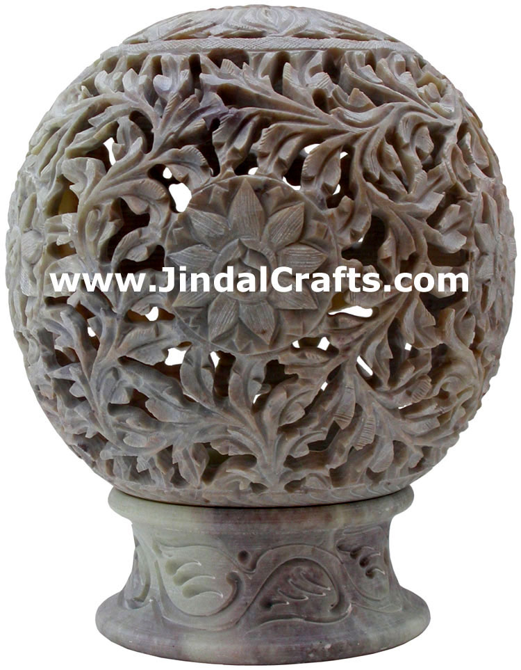 Soapstone Candle Holder Indian Hand Carving Jaali Art