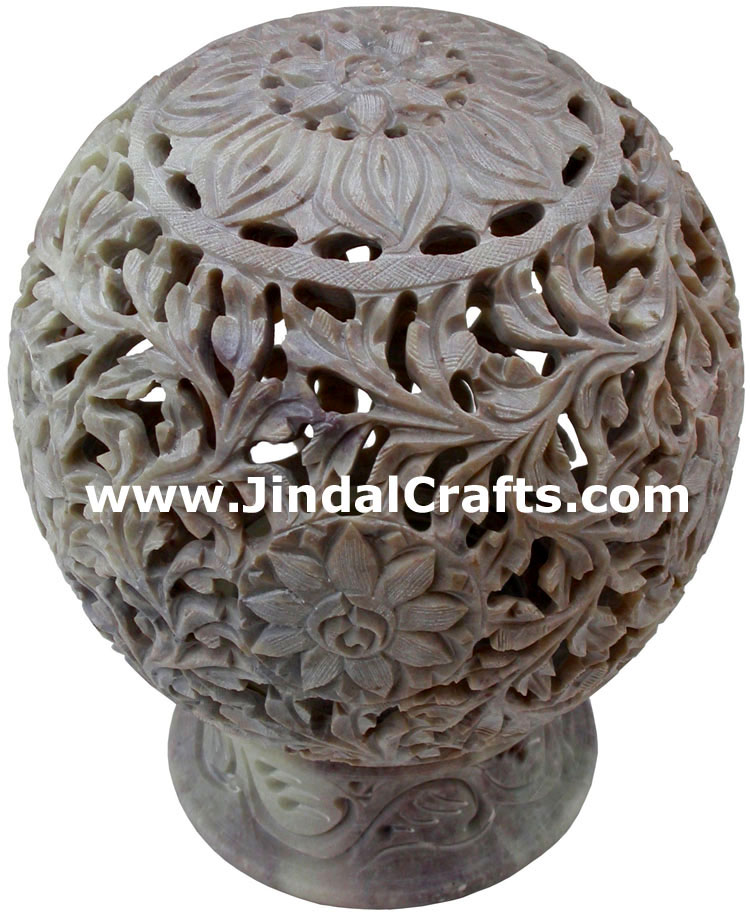 Soapstone Candle Holder Indian Hand Carving Jaali Art