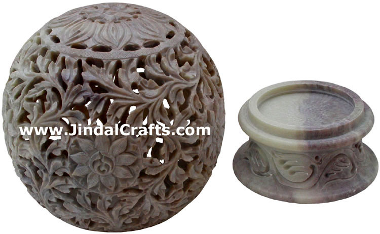 Soapstone Candle Holder Indian Hand Carving Jaali Art