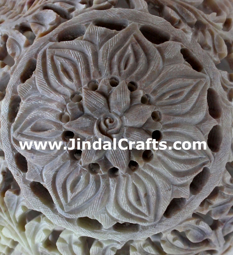 Soapstone Candle Holder Indian Hand Carving Jaali Art