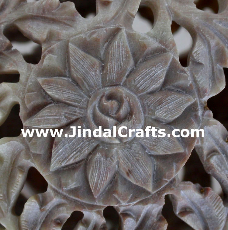 Soapstone Candle Holder Indian Hand Carving Jaali Art