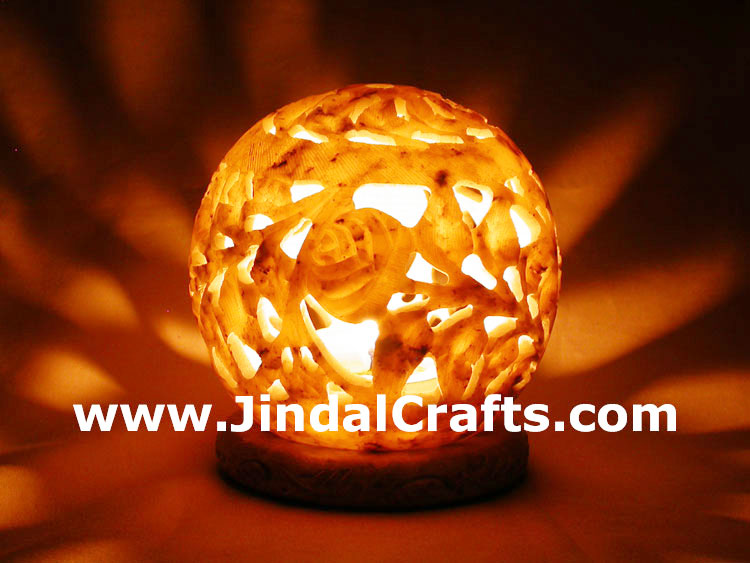 Soapstone Candle Holder Indian Hand Carving Jaali Art