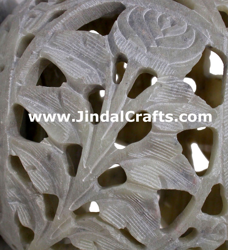Soapstone Candle Holder Indian Hand Carving Jaali Art