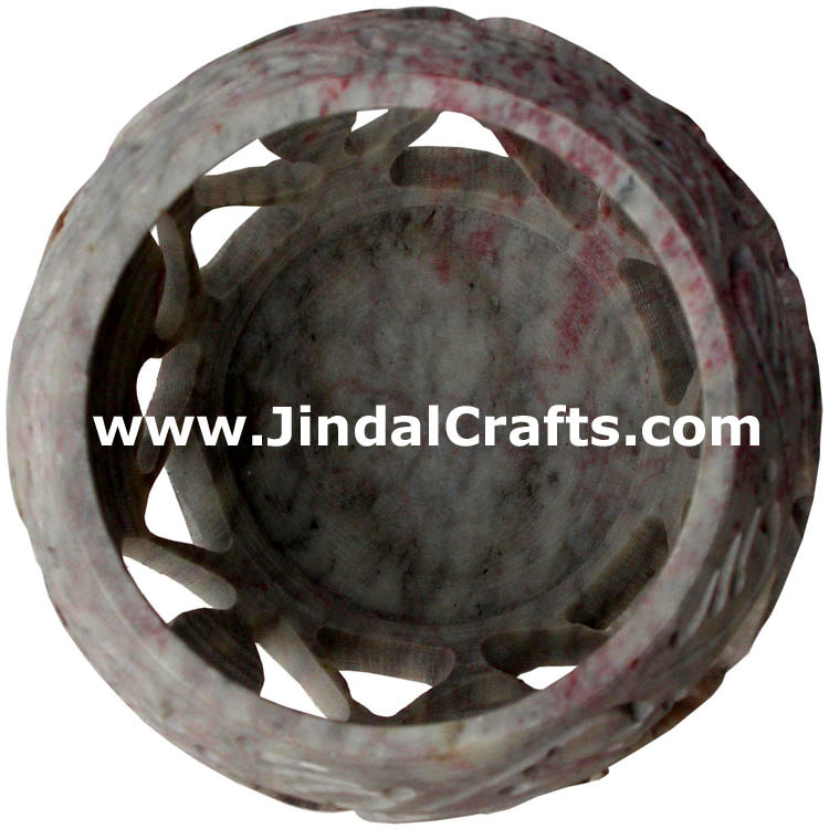 Soapstone Candle Holder Indian Hand Carving Jaali Art
