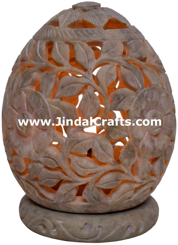 Soapstone Candle Holder Indian Hand Carving Jaali Art