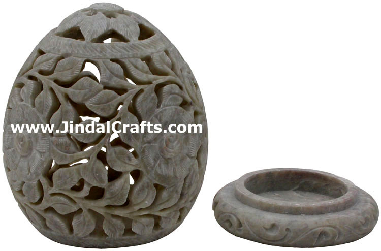 Soapstone Candle Holder Indian Hand Carving Jaali Art