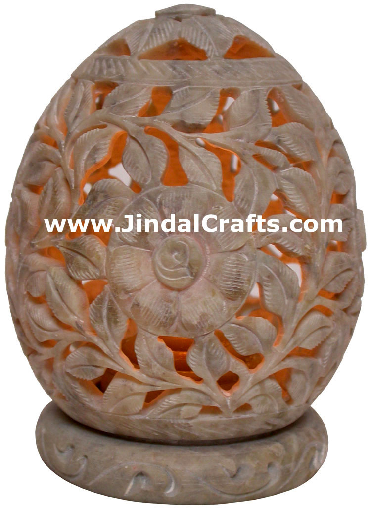 Soapstone Candle Holder Indian Hand Carving Jaali Art