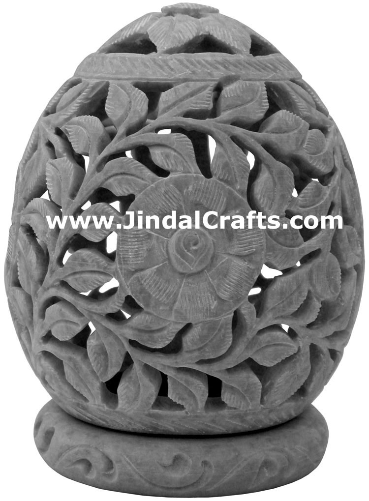 Soapstone Candle Holder Indian Hand Carving Jaali Art