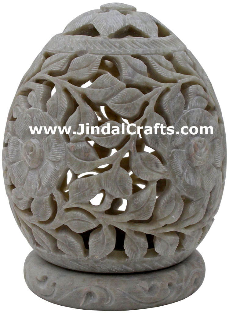 Soapstone Candle Holder Indian Hand Carving Jaali Art
