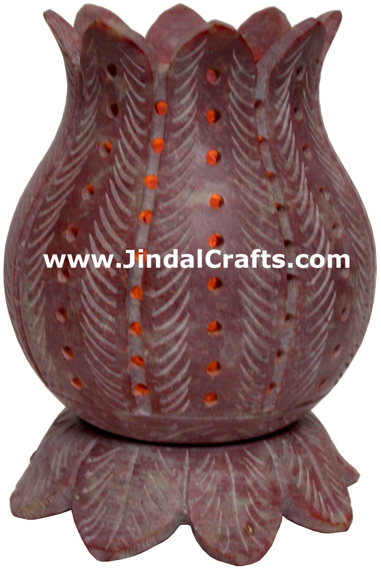 Soapstone Candle Holder Indian Hand Carving Jaali Art