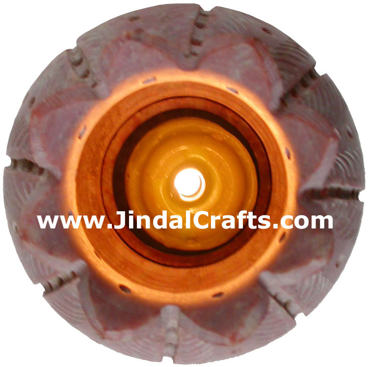 Soapstone Candle Holder Indian Hand Carving Jaali Art
