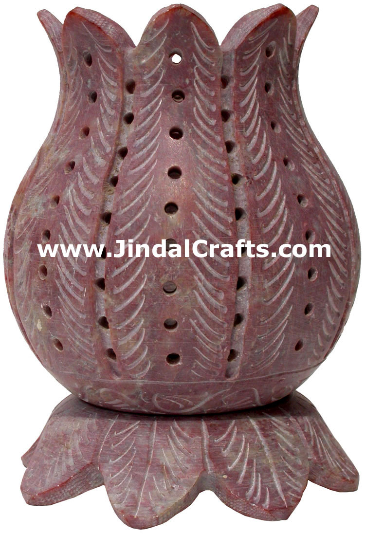 Soapstone Candle Holder Indian Hand Carving Jaali Art