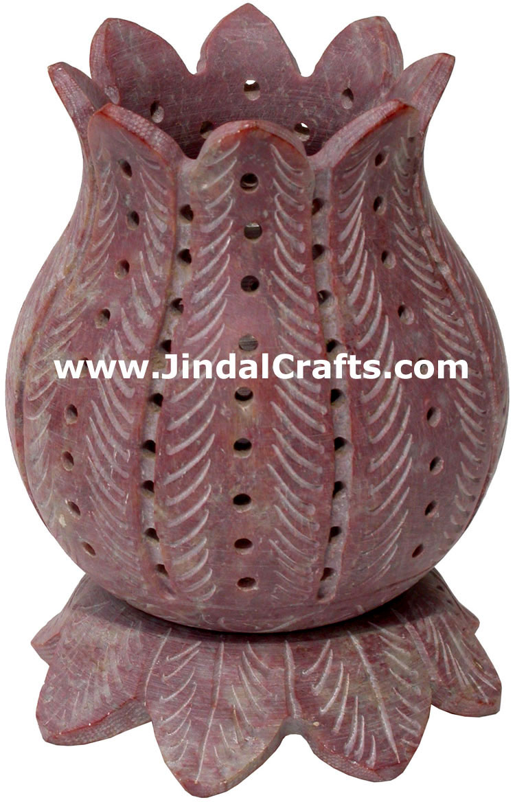 Soapstone Candle Holder Indian Hand Carving Jaali Art