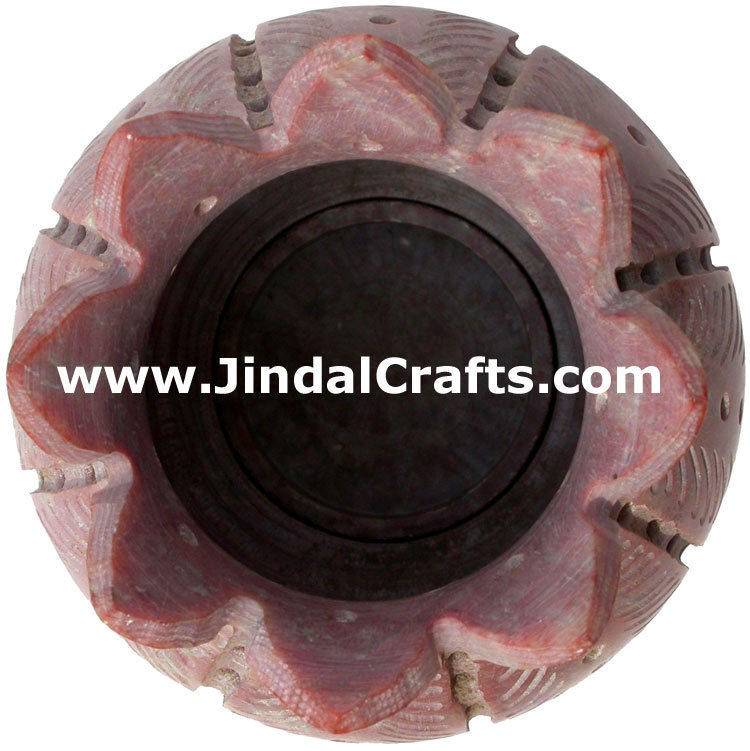 Soapstone Candle Holder Indian Hand Carving Jaali Art