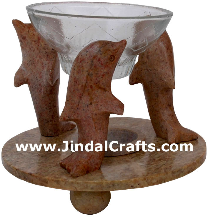 Soapstone Tart Burner Indian Hand Marble Carving Art
