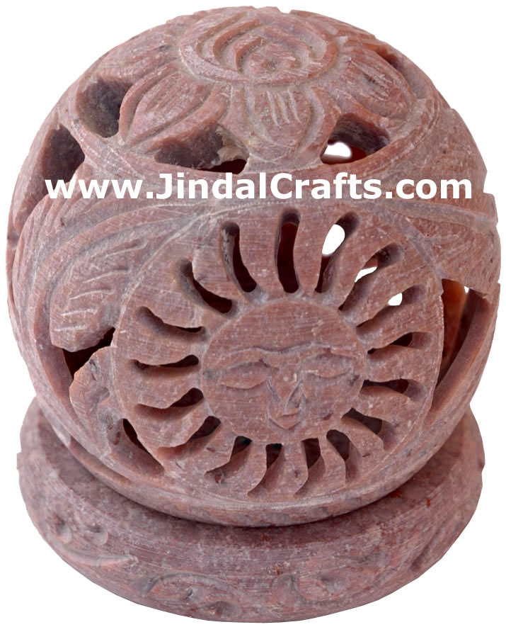 Soapstone Candle Holder Indian Hand Carving Jaali Art