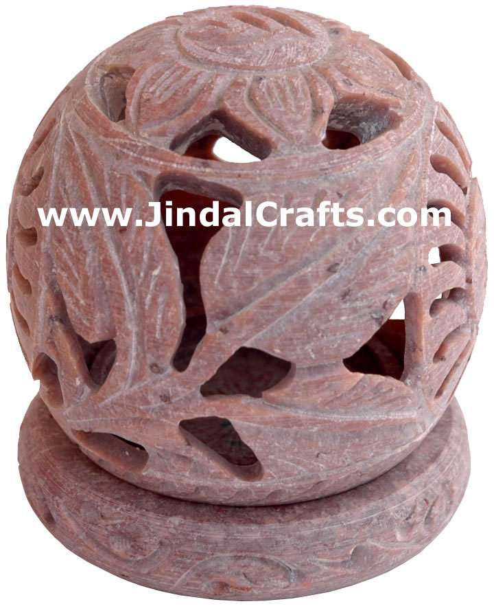Soapstone Candle Holder Indian Hand Carving Jaali Art