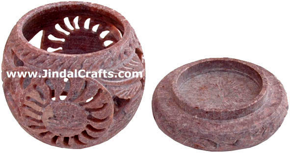 Soapstone Candle Holder Indian Hand Carving Jaali Art