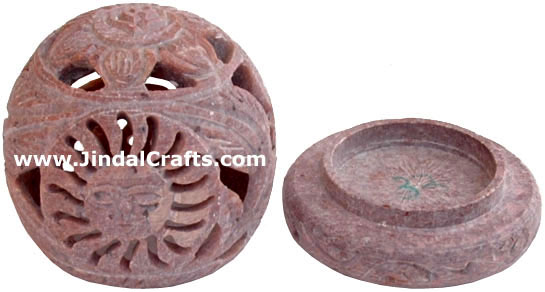 Soapstone Candle Holder Indian Hand Carving Jaali Art