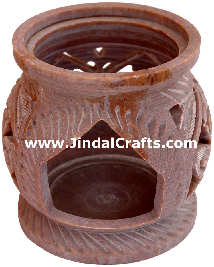 Soapstone Candle Holder Indian Hand Carving Jaali Art