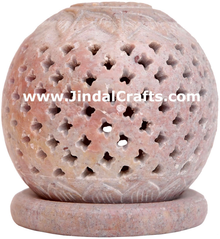 Soapstone Candle Holder Indian Hand Carving Jaali Art