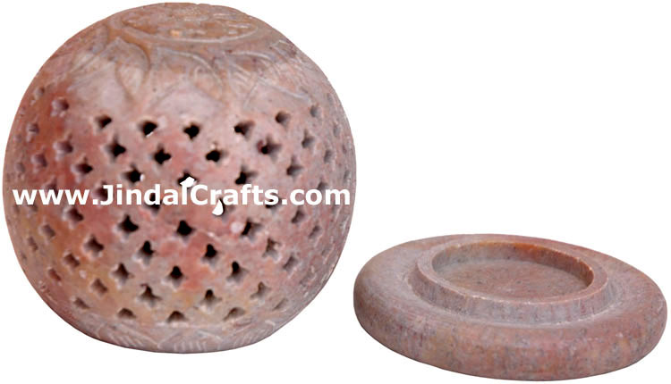 Soapstone Candle Holder Indian Hand Carving Jaali Art