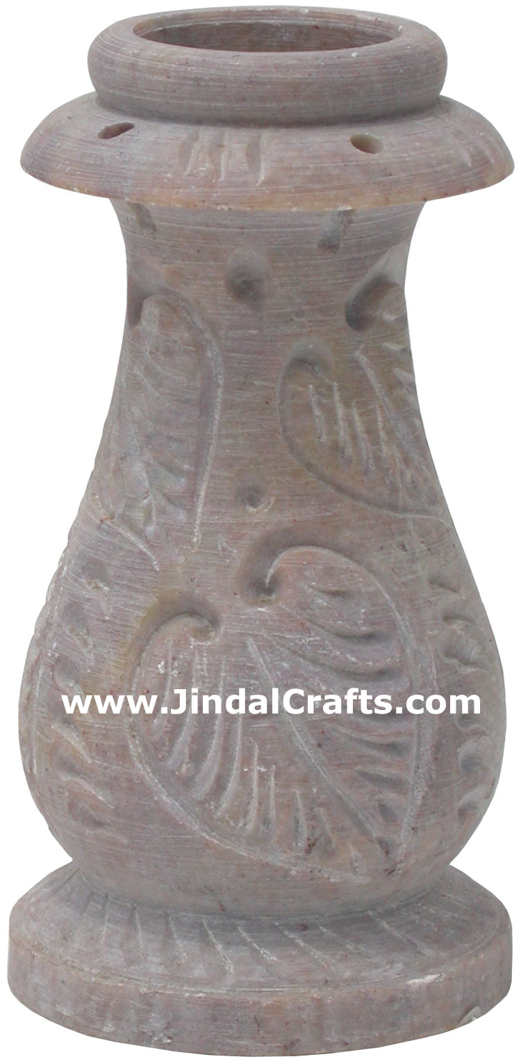 Soapstone Candle Stand Indian Marble Carving Handicraft