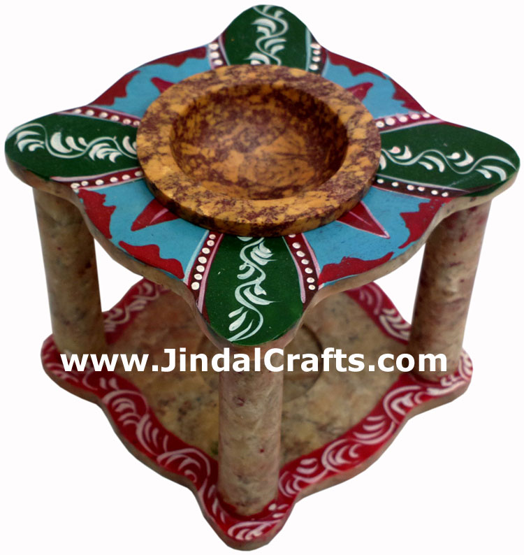 Hand Made Hand Painted Stone Oil Burner Indian Handicrafts Aroma Artifact Crafts