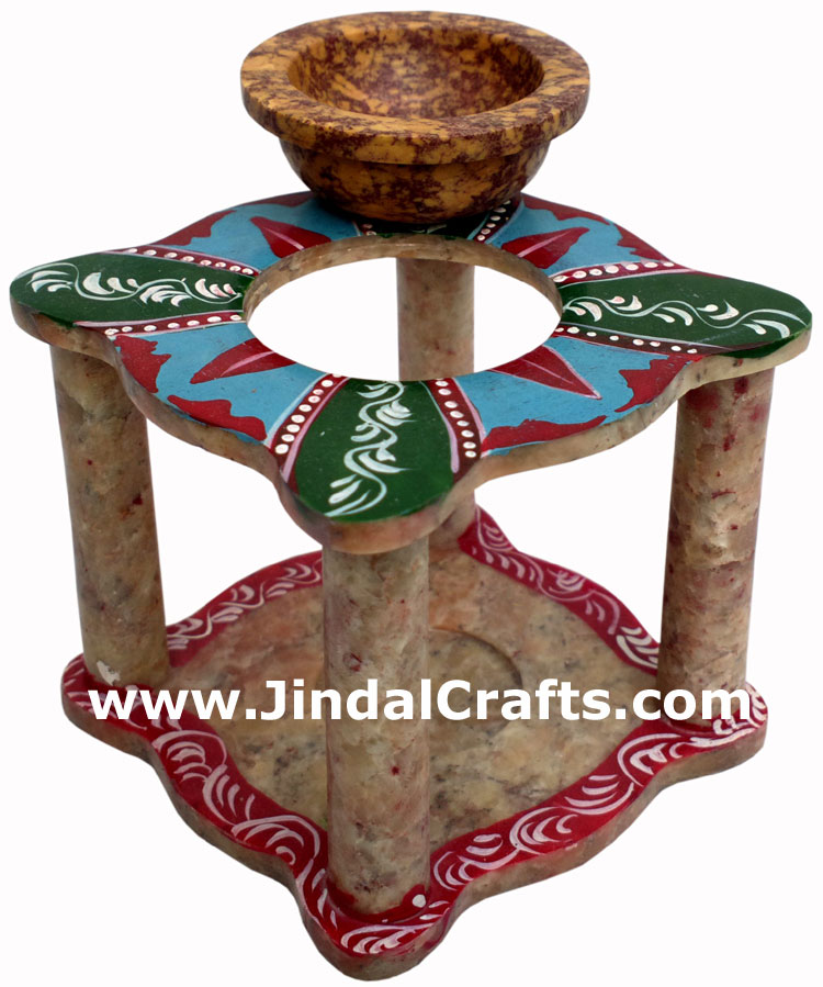 Hand Made Hand Painted Stone Oil Burner Indian Handicrafts Aroma Artifact Crafts