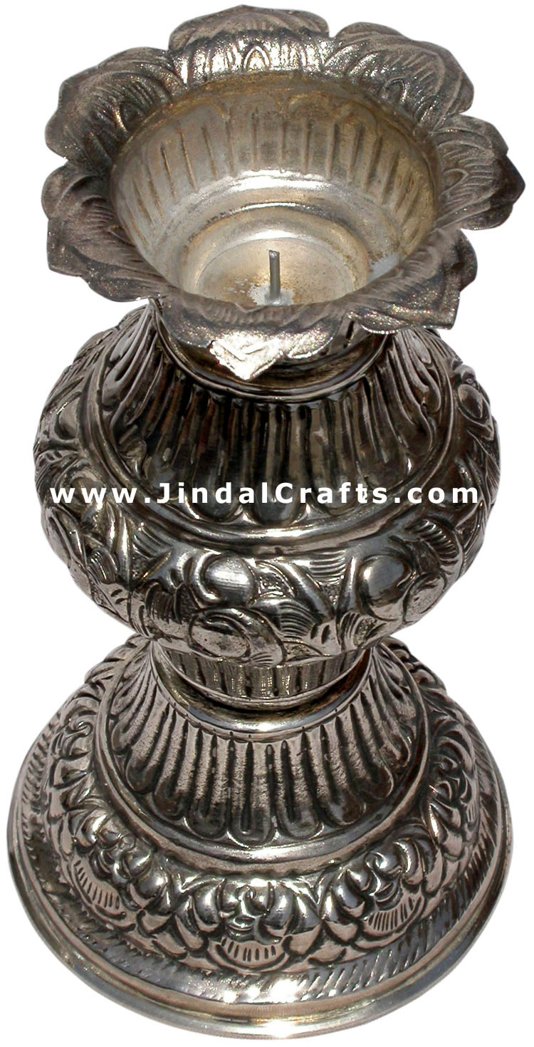 Candle Holder - Hand Carved Silver Plated Traditional