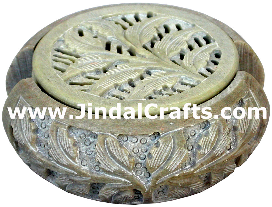 Hand Carved Stone Coaster Set Rich Indian Art Crafts Handicraft Artifact