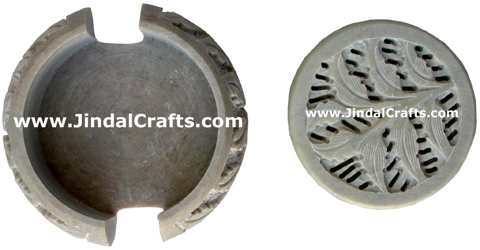 Hand Carved Stone Coaster Set Rich Indian Art Crafts Handicraft Artifact