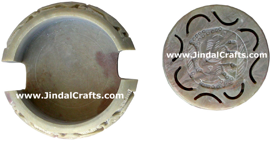 Hand Carved Stone Coaster Set Rich Indian Art Crafts Handicraft Artifact
