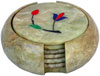 Hand Carved Stone Inlay Coaster Set Rich Indian Art Crafts Handicraft Artifact