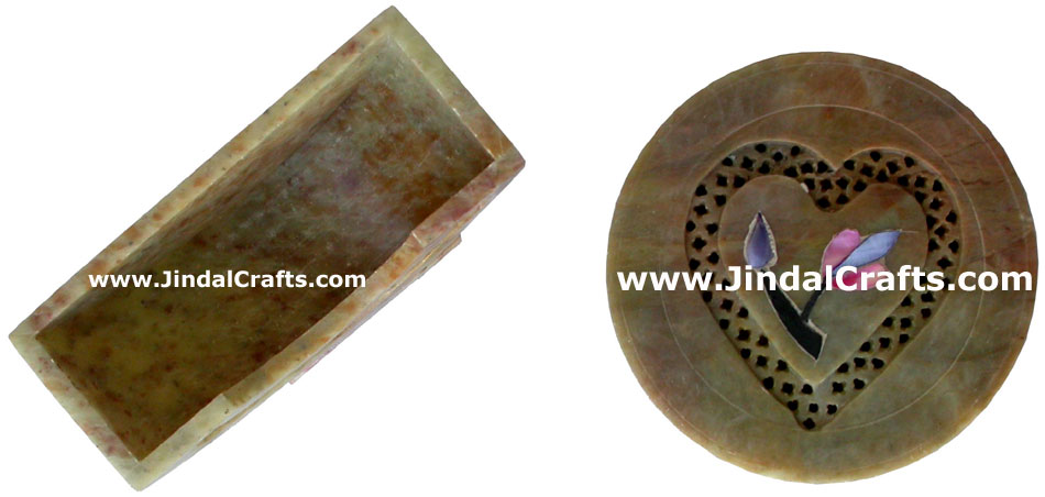 Hand Carved Stone Inlay Coaster Set Rich Indian Art Crafts Handicraft Artifact