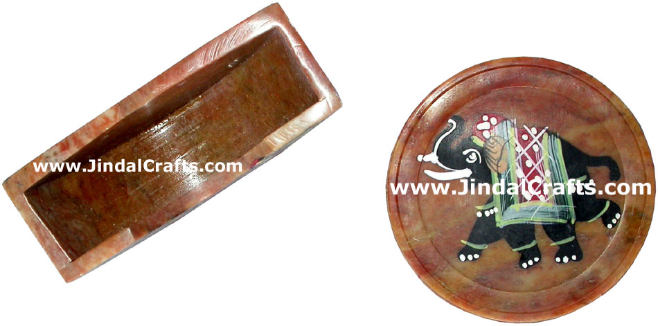Hand Carved Hand Painted Stone Coaster Set Rich Indian Art Crafts Handicraft
