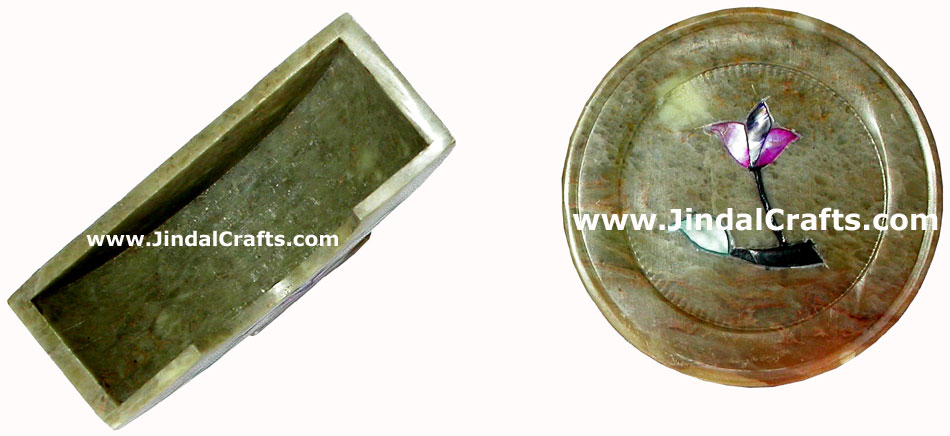 Hand Carved Stone Inlay Coaster Set Rich Indian Art Crafts Handicraft Artifact