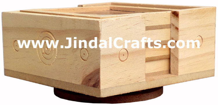 Handmade Wooden Gemstone Dust Colorful Coaster Set Rich Indian Handicrafts Arts