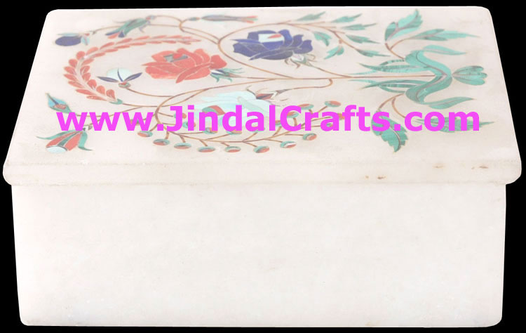 Jewelry Box Handmade Marble Decorative Indian Artifact