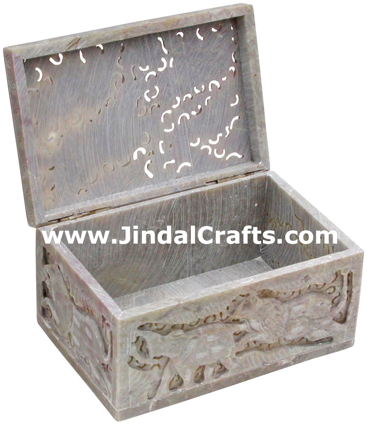 Hand Carved Marble Jewelry Box Indian Art