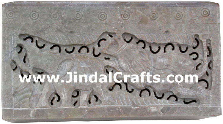 Hand Carved Marble Jewelry Box Indian Art