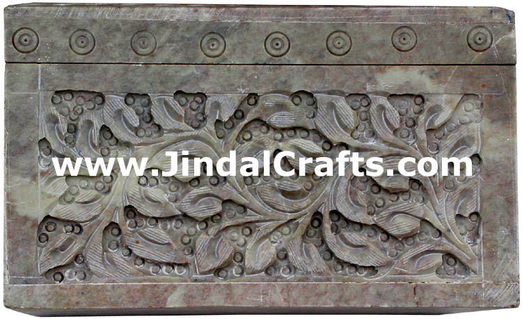 Hand Carved Marble Jewelry Box Indian Art