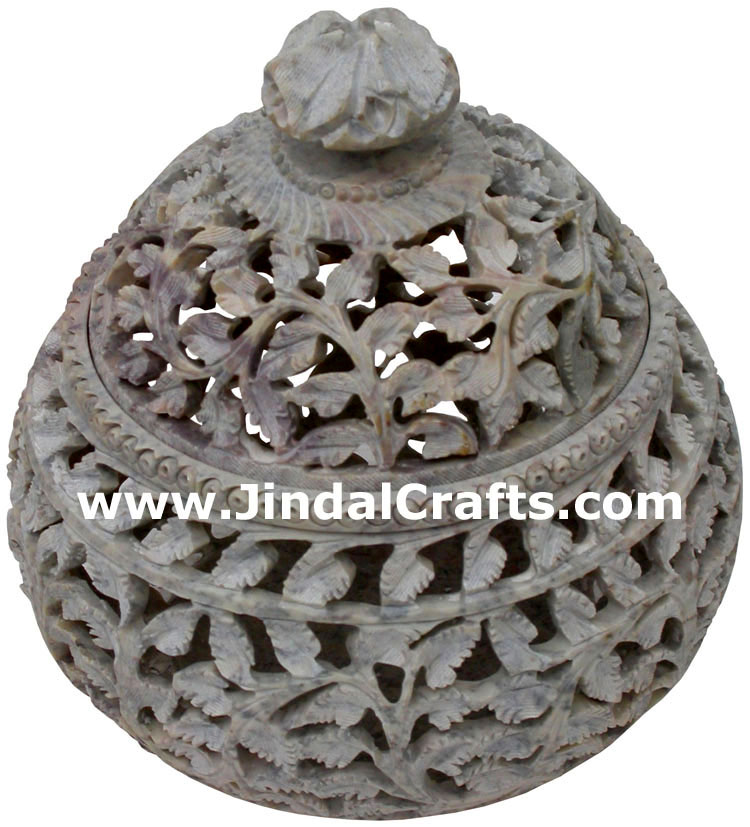 Hand Carved Marble Decorative Box Indian Art